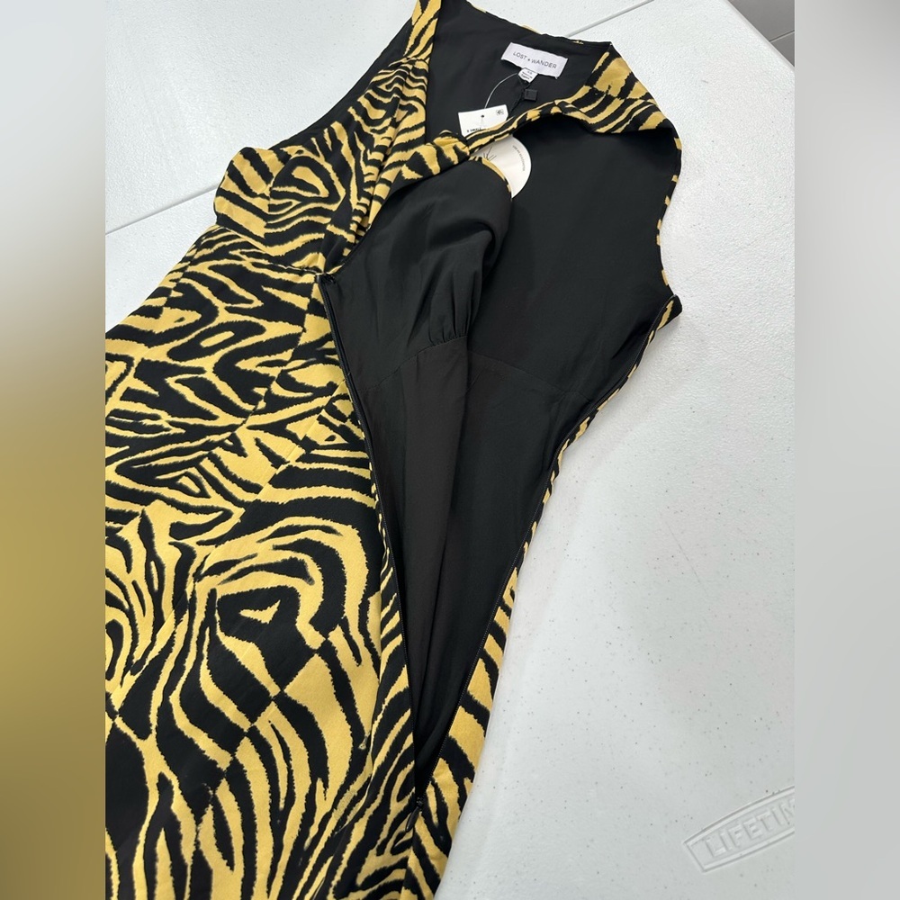 NWT LOST + WANDER Helena Love Tiger Animal Print Midi Babydoll Slip Dress XS - Picture 10 of 12